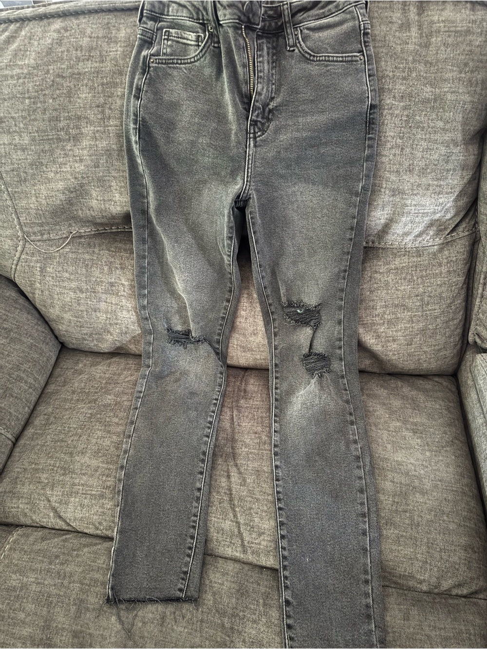 Forever 21 Washed Grey Ripped Skinny Jeans